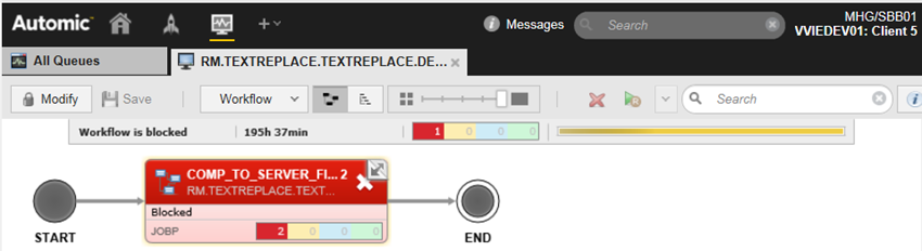 Screenshot displaying workflow in Workflow Monitor